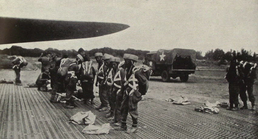 Gurkha Paratroops preparing for Rangoon drop 