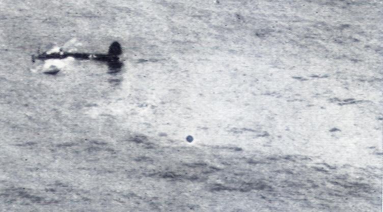 Heinkel He-111 sinking after being shot down by an Avro Anson