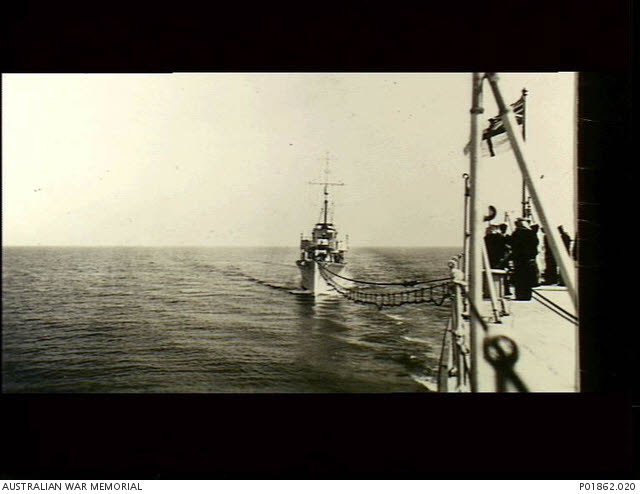HMAS Stuart refueling from HMAS Canberra