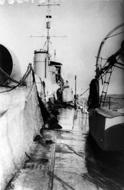 HMAS Swan in heavy seas off France 