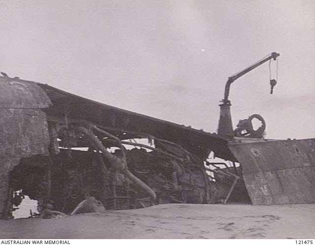 Exposed engine room of HMAS Voyager 