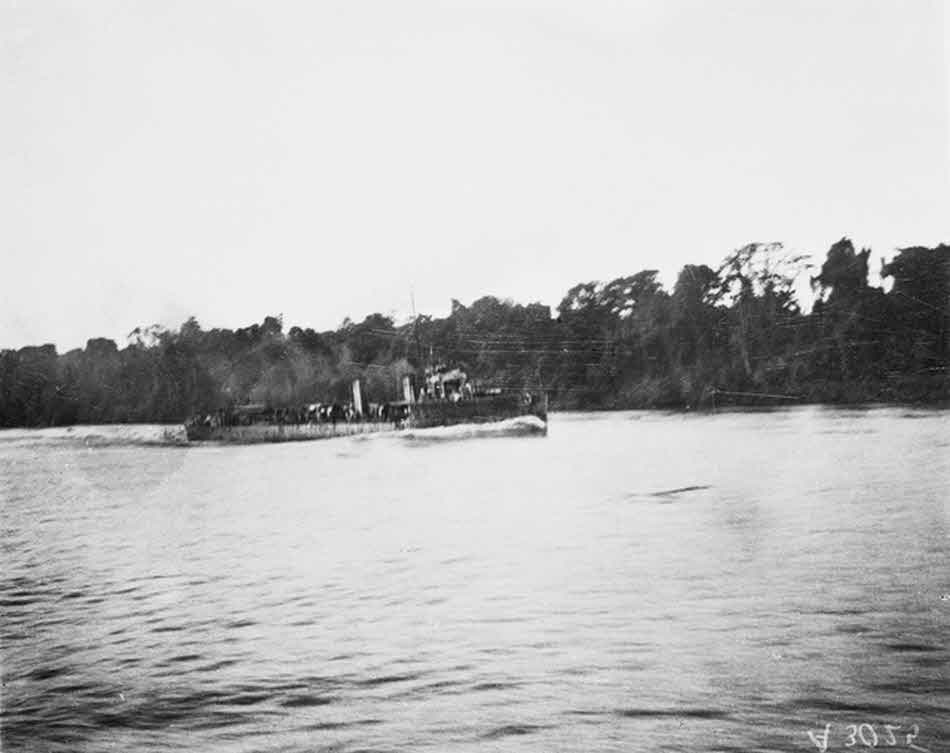 HMAS Warrego in Sepik River, New Guinea 