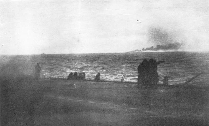 Last moments of a Ju 88 seen from HMS Campania