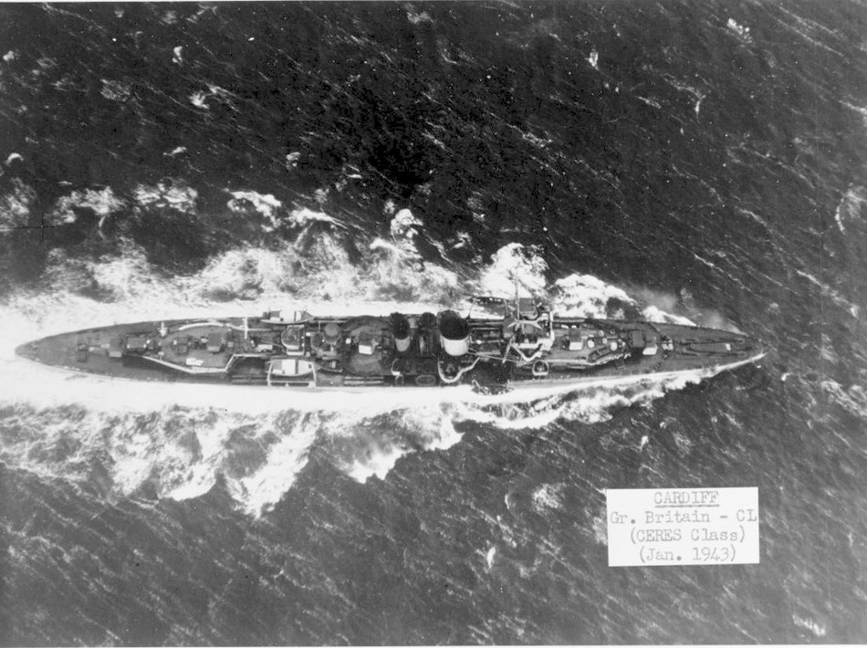 HMS Cardiff from above 