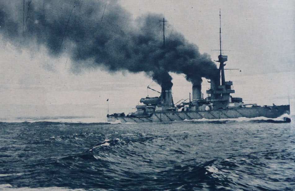 HMS Indomitable under full steam 