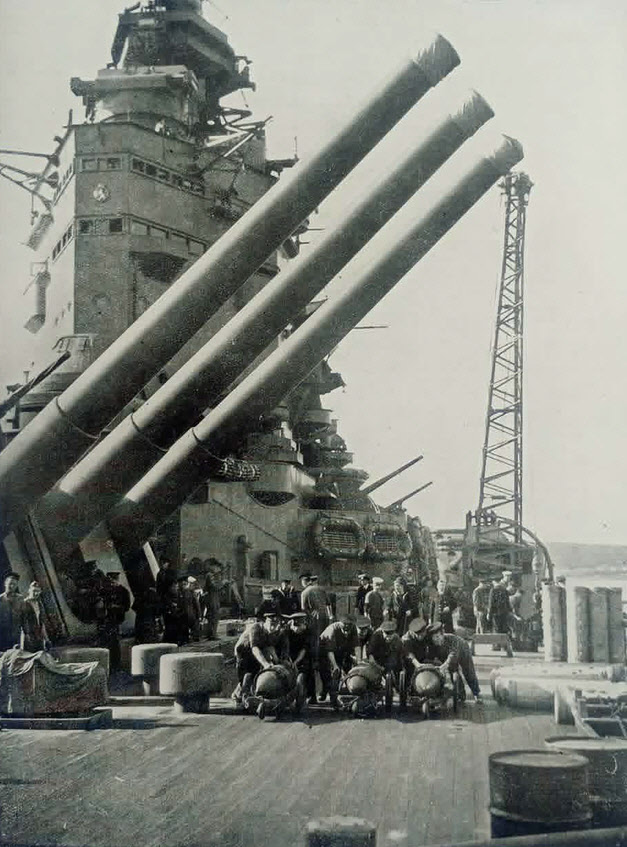 16in Shells being struck down, HMS Nelson