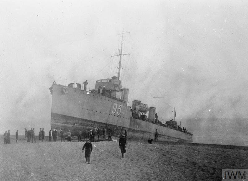HMS Porpoise run aground from the front 