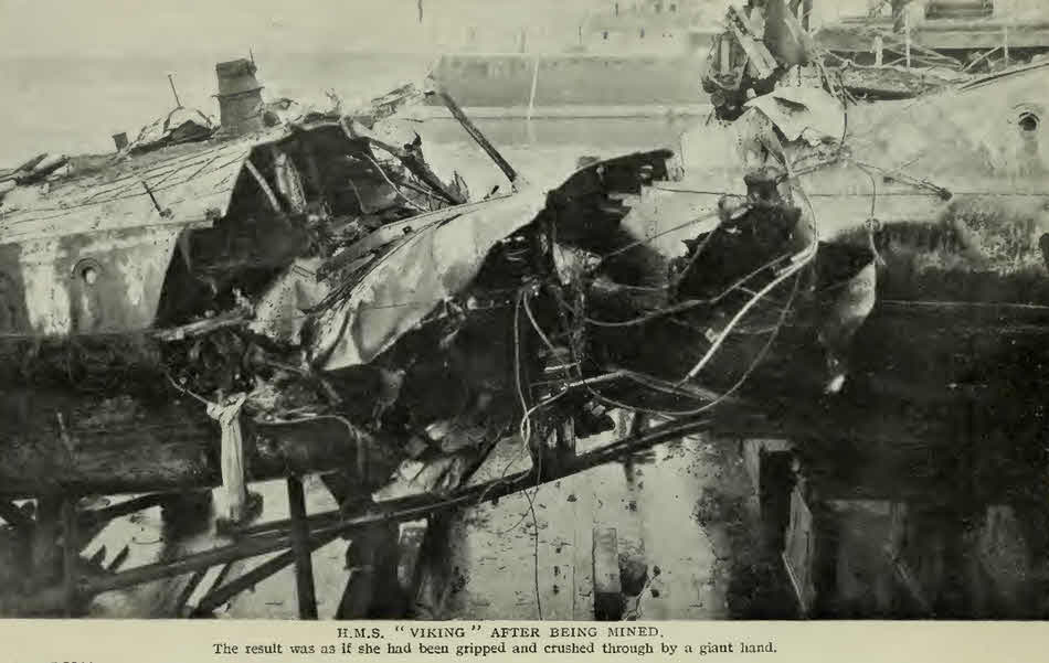 Mine damage to HMS Viking 