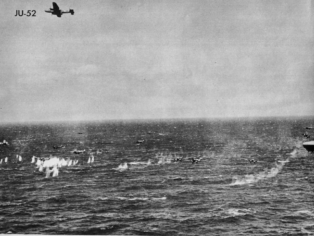 Junkers Ju 52 in battle in Sicilian Straits 