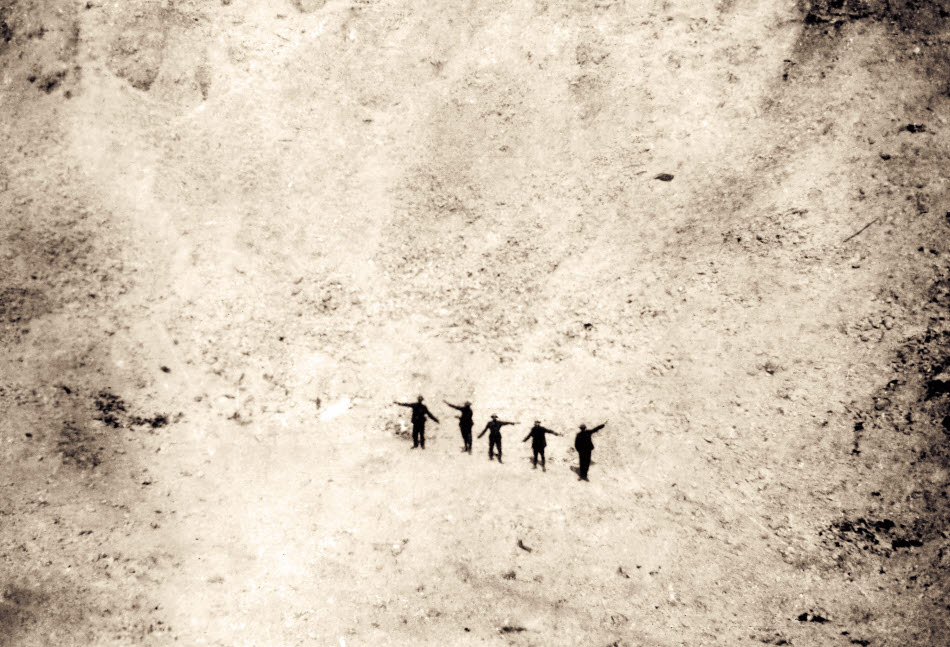Signallers in Lochnagar Crater, Somme 