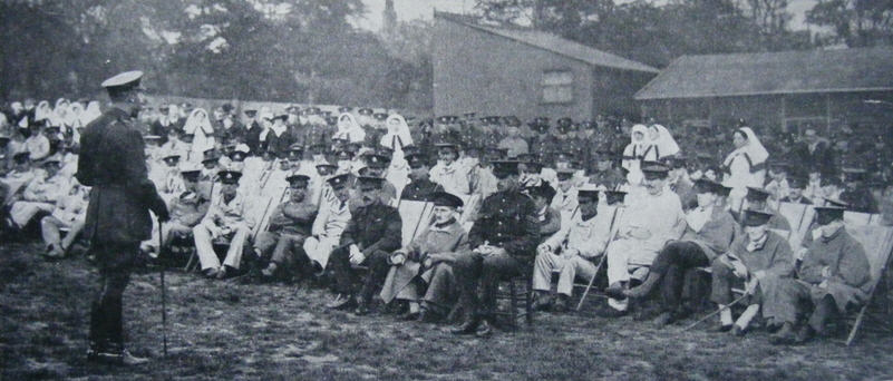 George V meets soldiers wounded at Loos, September 1915