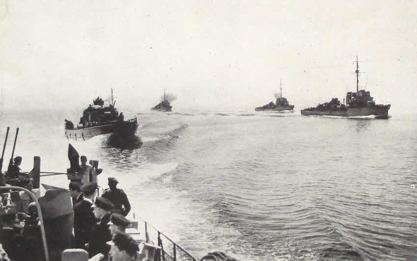 German M-class Mineweepers carrying Scots Guard to Heligoland 