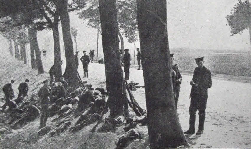 Royal Marines relax outside Ostend 