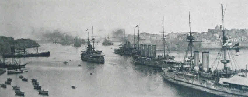 British Mediterranean Fleet at Malta before First World War. 