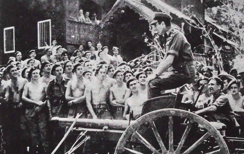 Lord Mountbatten addresses troops at Mandalay, 21 March 1945 
