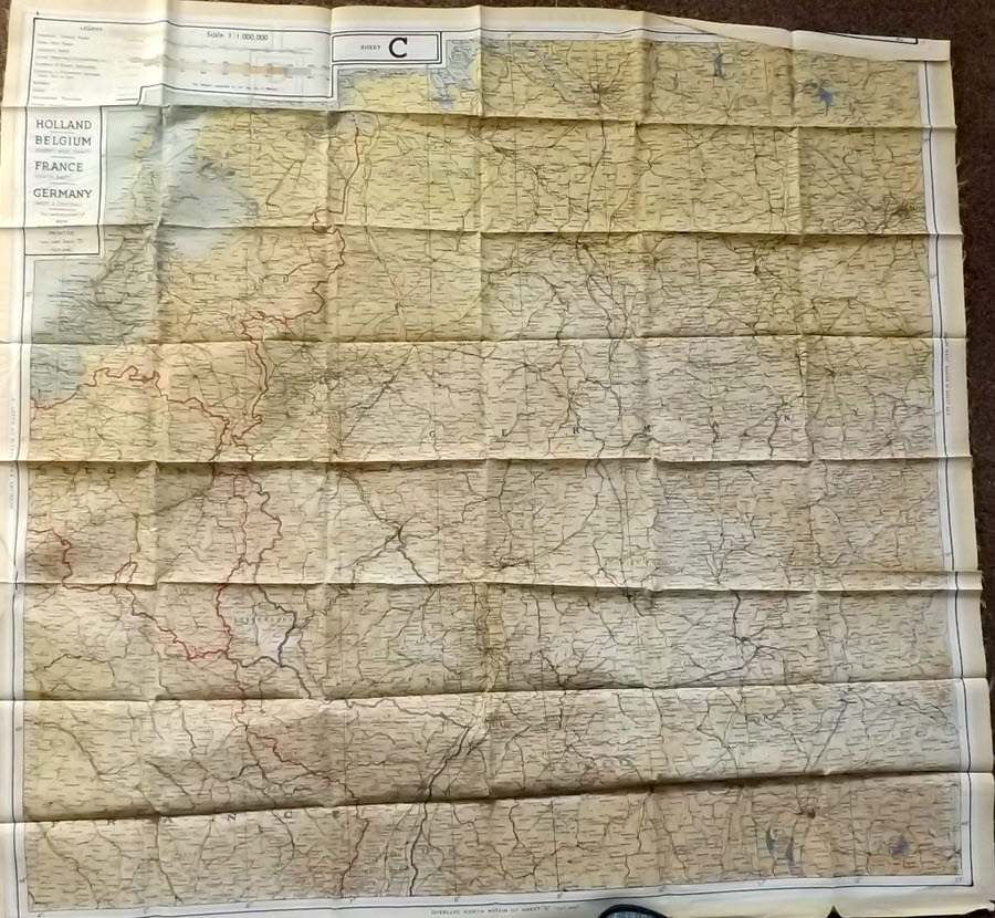 RAF Silk Escape Map, Sheet C, France & Germany 
