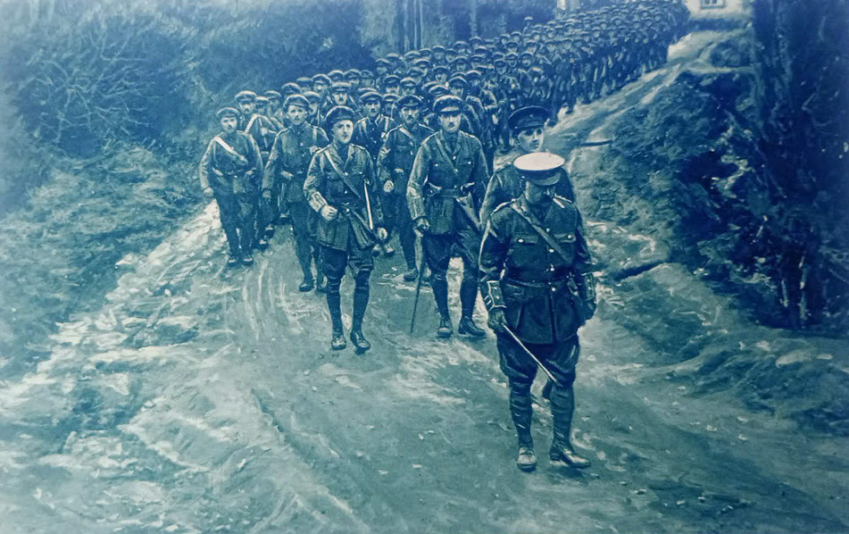 Royal Munster Fusiliers marching to Memorial Service 