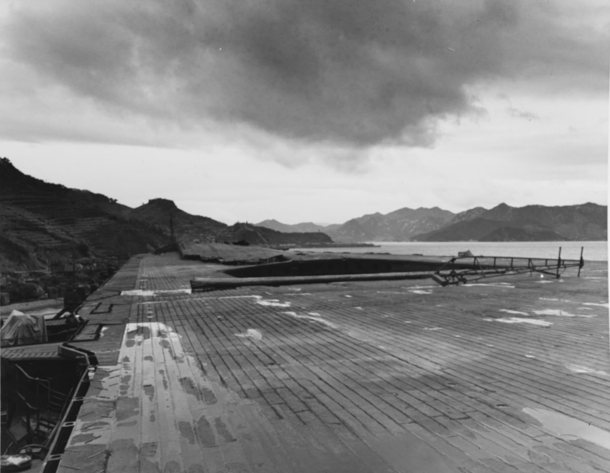 Damaged flight deck of Ryuho, 1945 