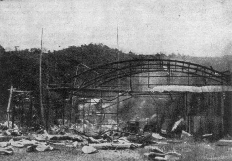 Mandated Airways hanger at Salamaua after Japanese Raid
