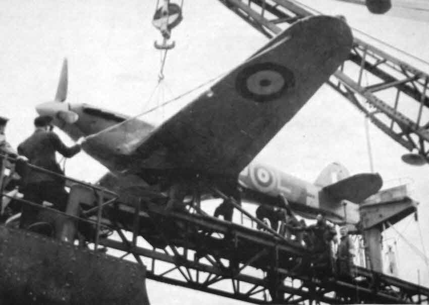 Sea Hurricane on Catapult on Merchant Ship 