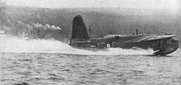 Short Sunderland of No.204 Squadron at take off