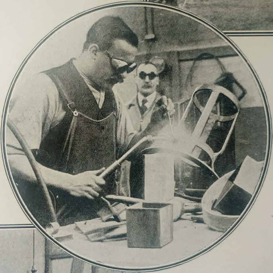 Soldier learning welding, c.1919 