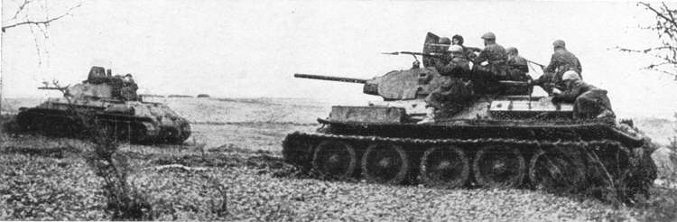 Two T-34 Model 1941s or 1942s, Crimea 1942