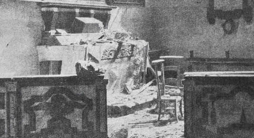 War damaged church, 1914 