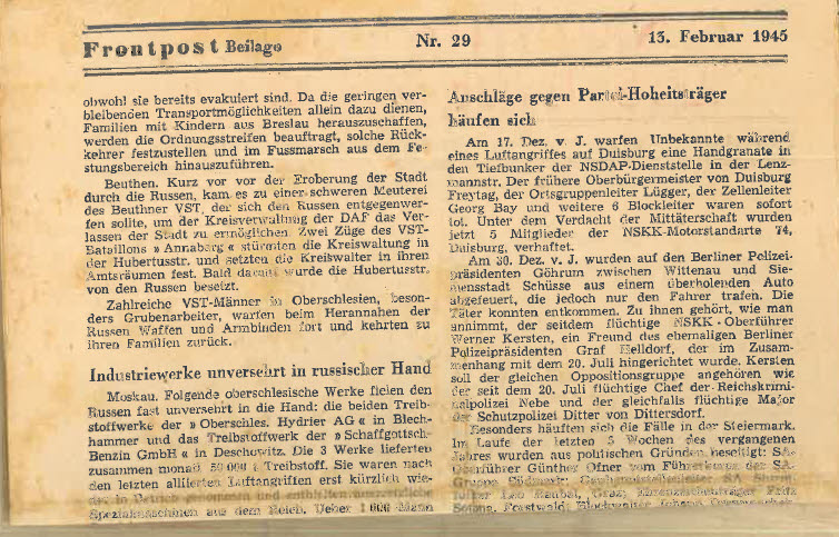 Lt D.W. Gay's War Effort - Nachrichten aus der Heimat 29 (2) 