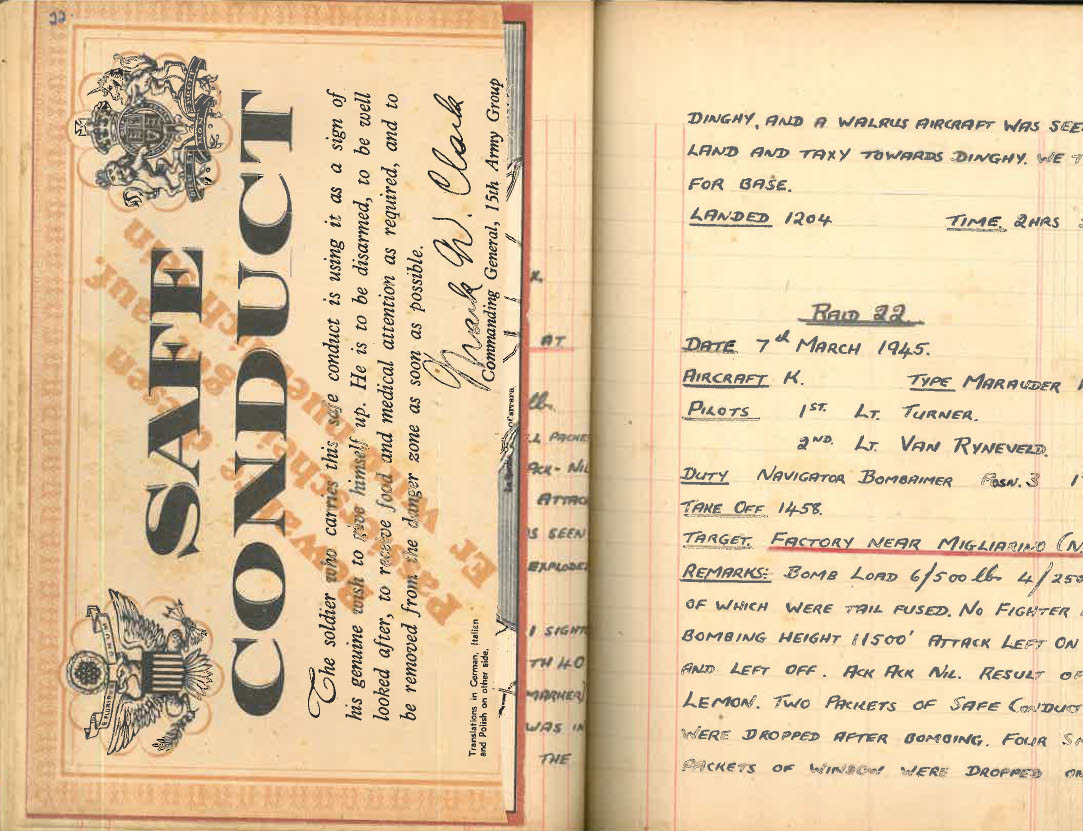 Lt D.W. Gay's War Effort - Raids 21 and 22 