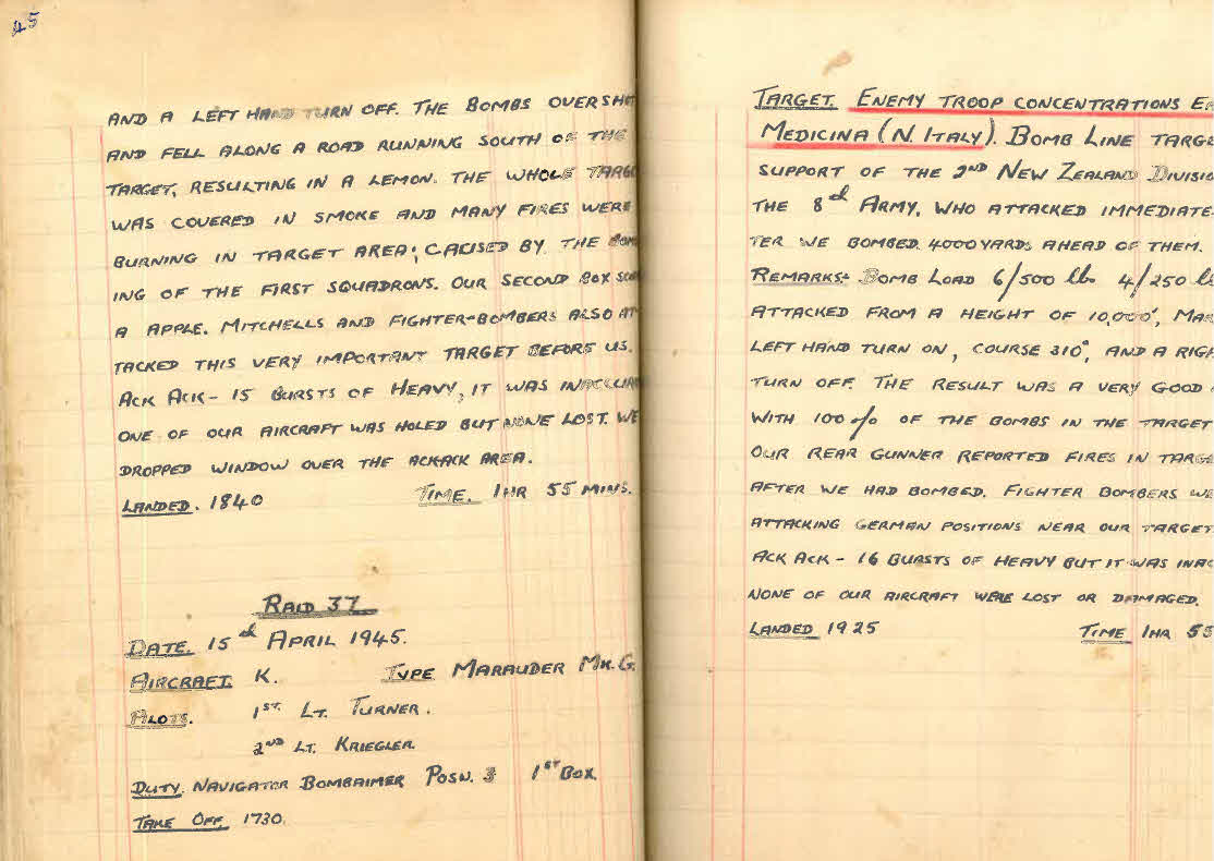 Lt D.W. Gay's War Effort - Raids 36 and 37 