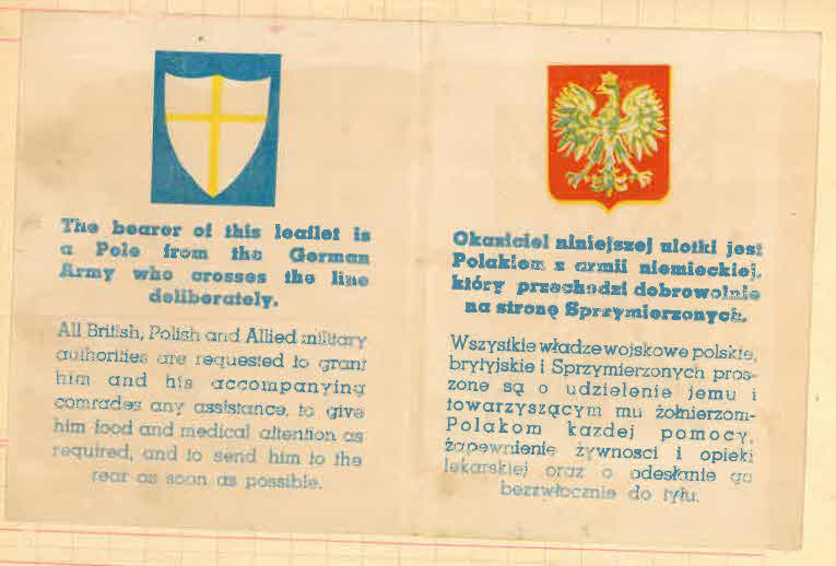 Lt D.W. Gay's War Effort - Safe Conduct for Polish troops 
