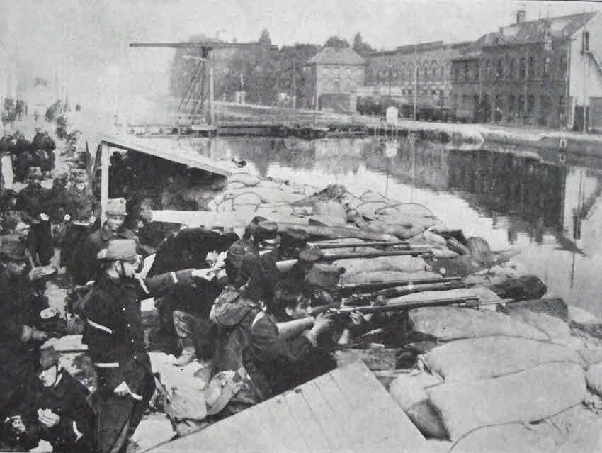 Belgian troops on Willebroeck Canal, Antwerp 