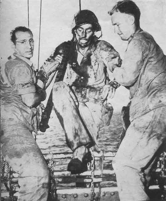 Wounded Marine on Eniwetok 