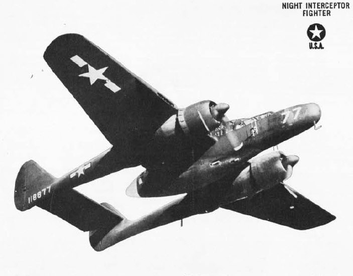 Northrop YP-61 Black Widow from the below-right