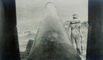Sentry next to BL 9.2in coastal defence gun, UK 