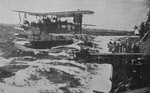 Curtiss SOC Seagull launching to scout Wake Island, 1943 