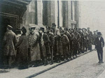 Priority Soldiers queuing for demob at Labour Exchange 