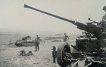 Matilda II passes 40mm Bofors Gun 