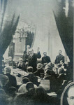 President Wilson reads Covenant of League of Nations, Paris 1919 