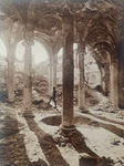 British Soldier in ruins of Arras Cathedral Cloisters 
