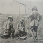 Receiving radio message from aircraft, India, First World War 